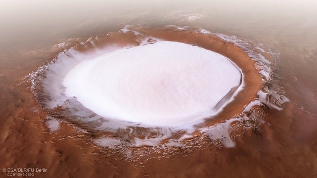 Imagem da cratera Korolev, em Marte. Fonte: ESA