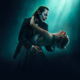 Cartaz do filme Joker: Folie à Deux, lançado em outubro de 2024, com Joaquin Phoenix e Lady Gaga. A imagem mostra os dois personagens em uma dança sob uma luz suave, com um fundo escuro e misterioso.