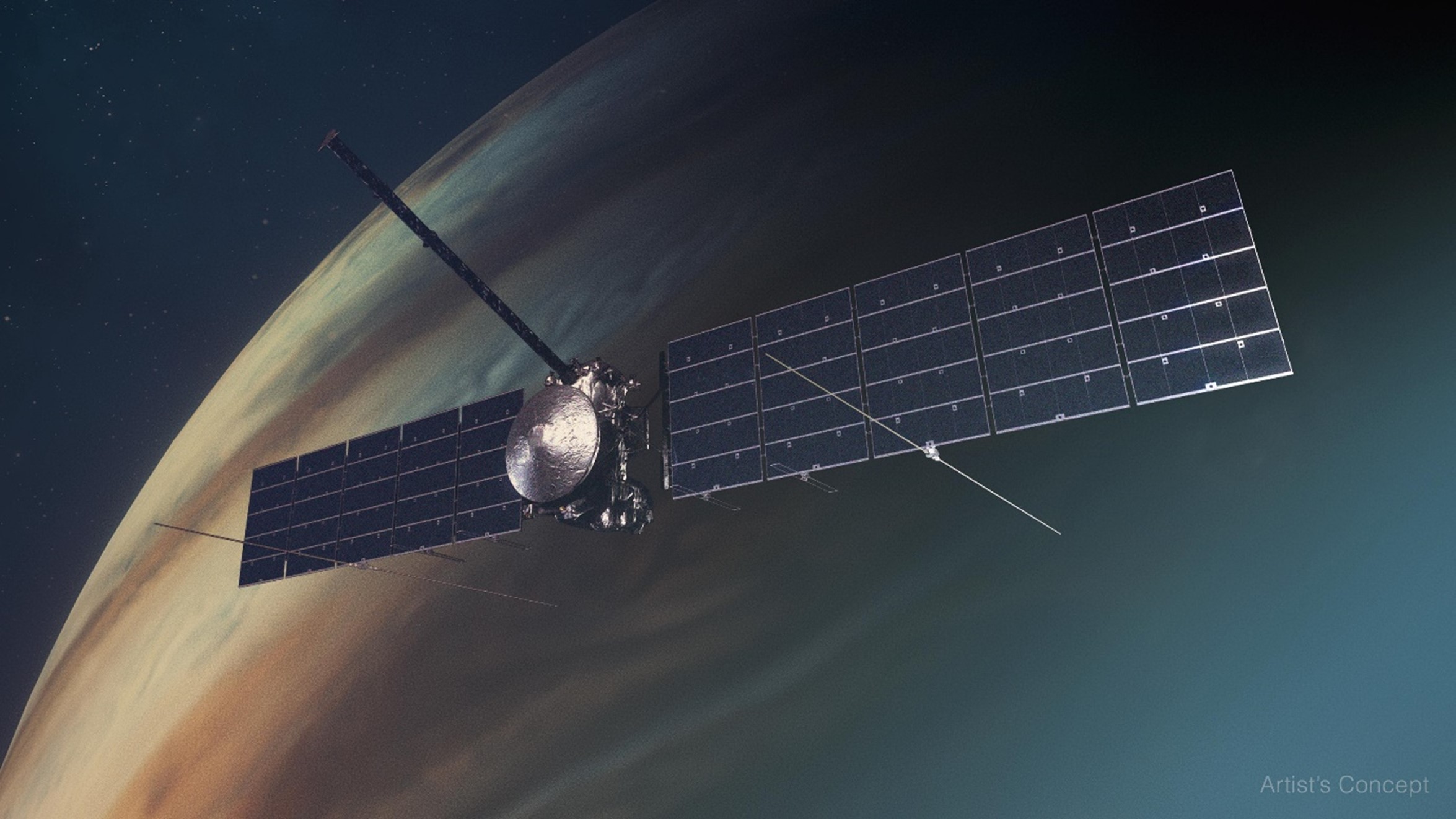 Europa Clipper a sobrevoar Júpiter.