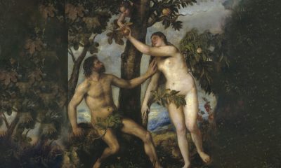 Adão e Eva, Obra de Tiziano-Vecelli que retrata o fruto proibido.